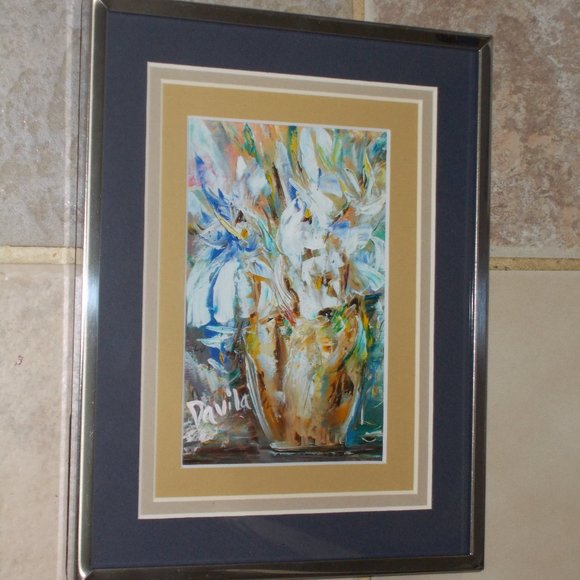 "Butter Cup Floral" 4"x6"print matted & framed by Davila - Picture 2 of 4